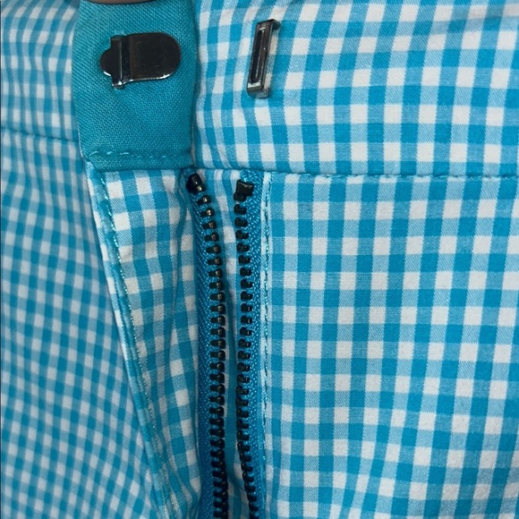 Manhattan Chino Blue Bermuda Shorts Classic Gingham Pattern from NY&Co Size 10 - Picture 3 of 9